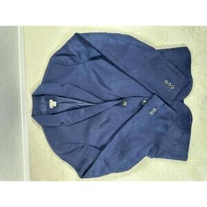 J.Crew Blue Linen Blazer Tailored Minimal Classic Office Siren Work Corpcore